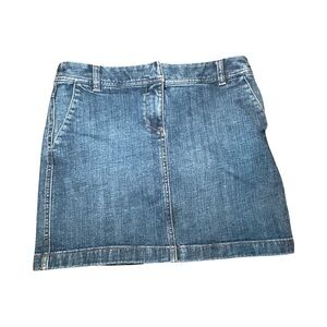 Ann Taylor Loft Denim Mini Skirt Sz 4 Medium Wash Y2K Grunge 90s